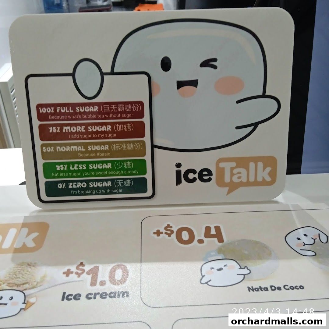 Menu page for iceTalk Signature Tea
