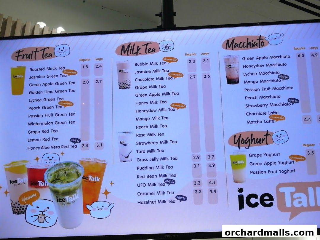 Menu page for iceTalk Signature Tea