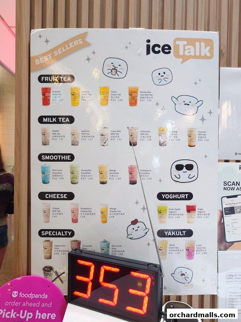 Menu page for iceTalk Signature Tea