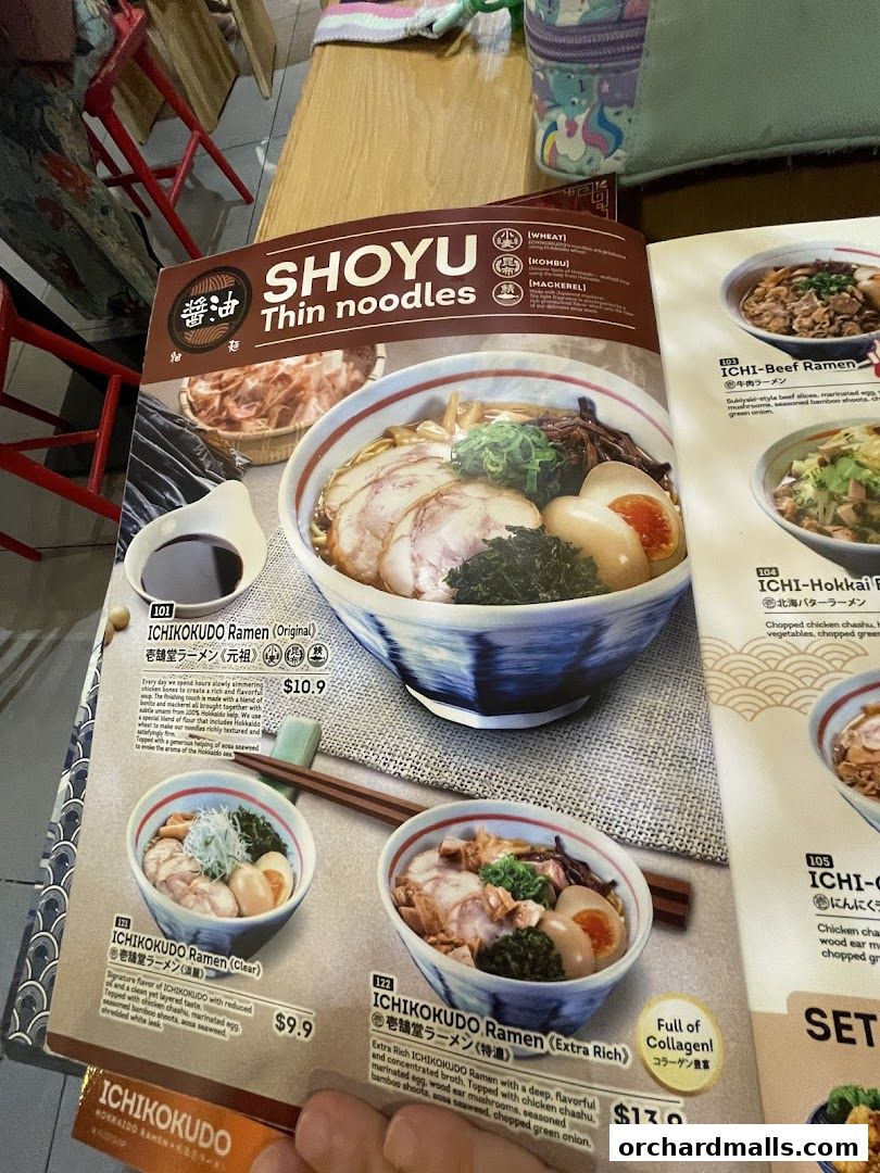 Menu page for Ichikokudo Hokkaido Ramen