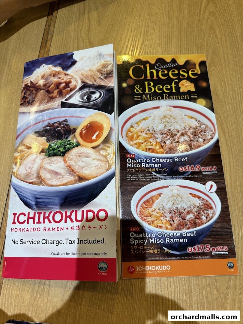 Menu page for Ichikokudo Hokkaido Ramen