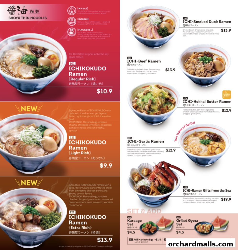 Menu page for Ichikokudo Hokkaido Ramen