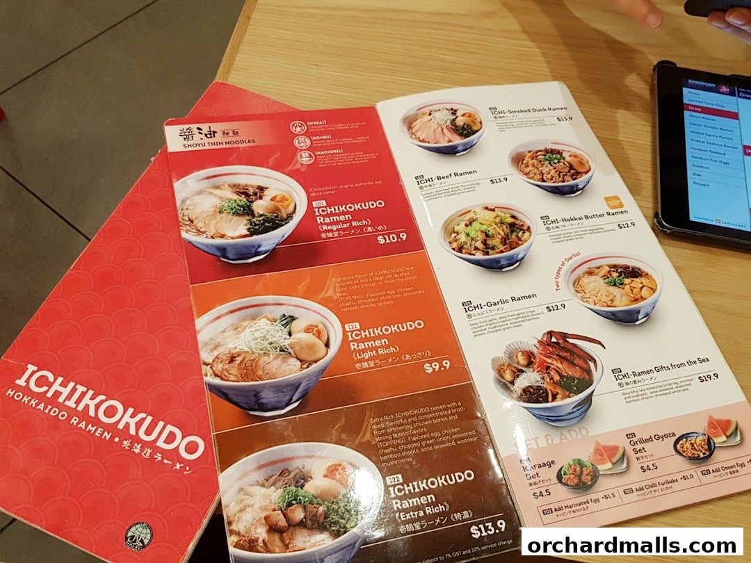 Menu page for Ichikokudo Hokkaido Ramen