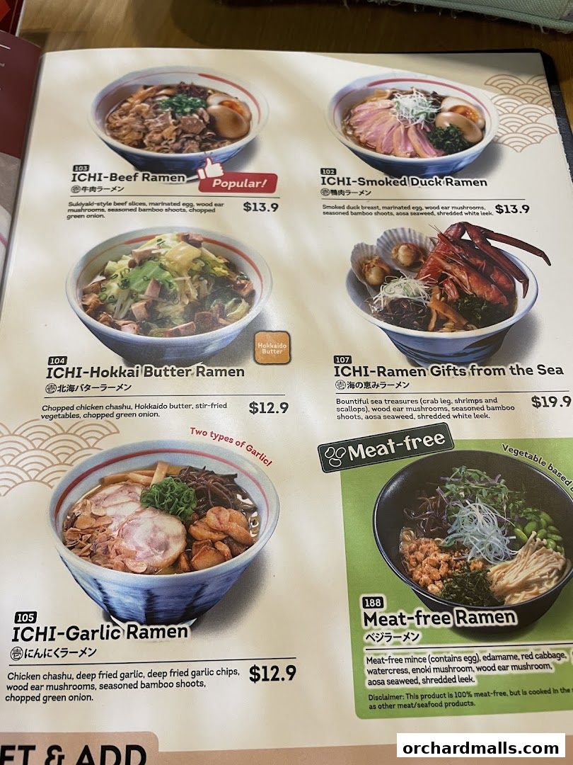 Menu page for Ichikokudo Hokkaido Ramen