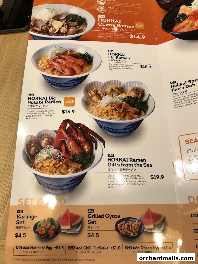 Menu page for Ichikokudo Hokkaido Ramen