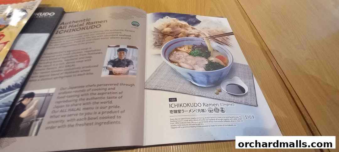 Menu page for Ichikokudo Hokkaido Ramen