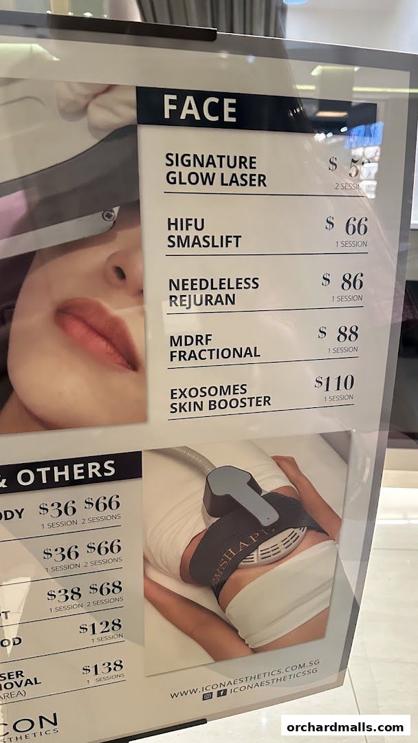 Menu page for ICON Aesthetics - Orchard