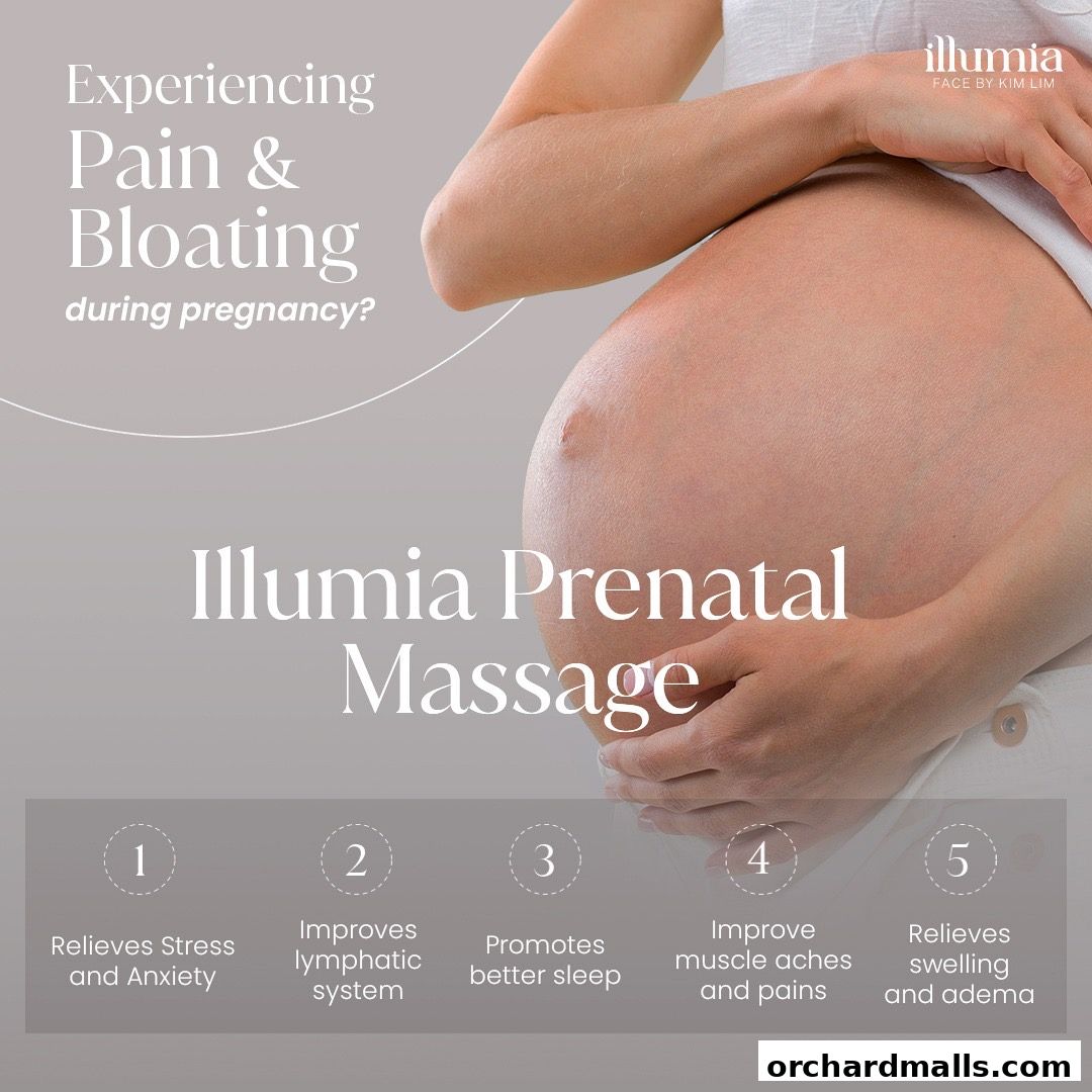 Promotional image for Illumia Prenatal Massage, highlighting benefits for pregnant individuals.