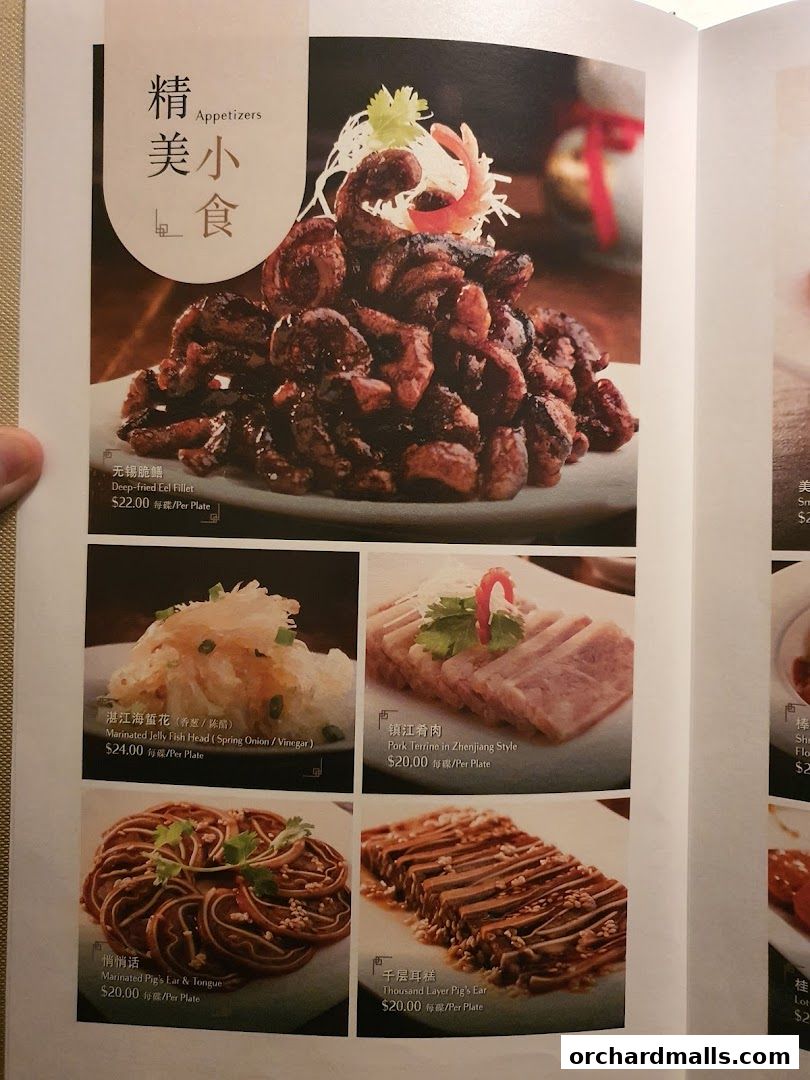 A menu page showcasing various Shanghai cuisine appetizers with enticing food photography.