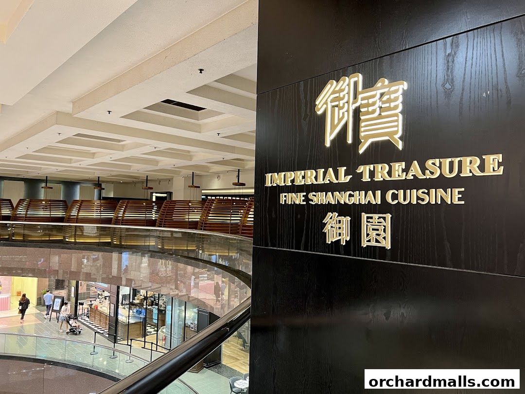 Interior view of Imperial Treasure Fine Shanghai Cuisine restaurant with its elegant signage.