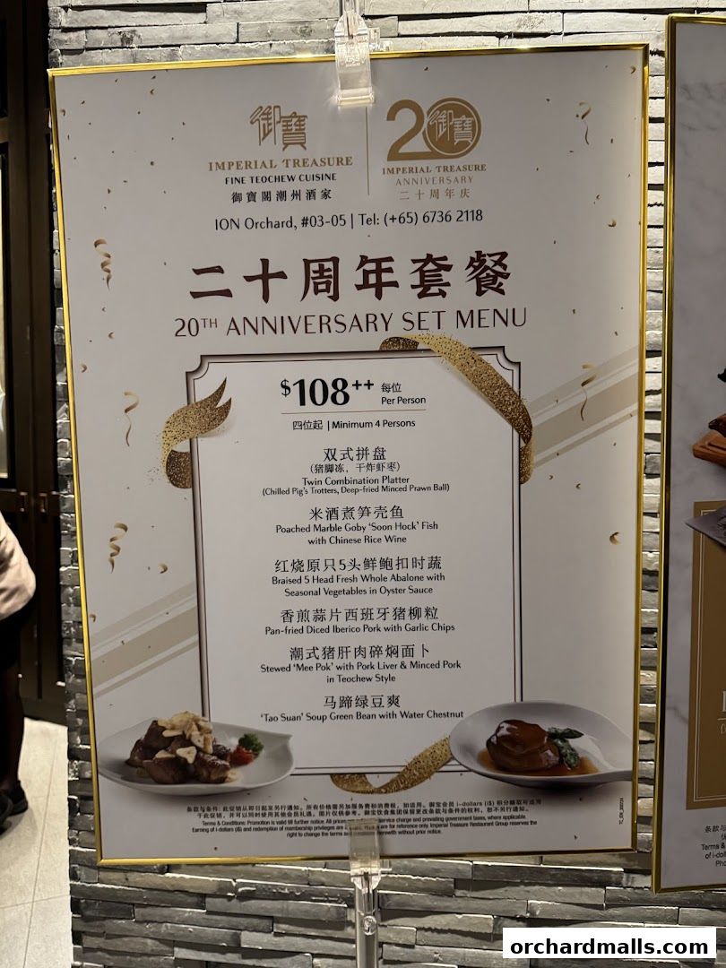 A 20th Anniversary Set Menu for Imperial Treasure Fine Teochew Cuisine.