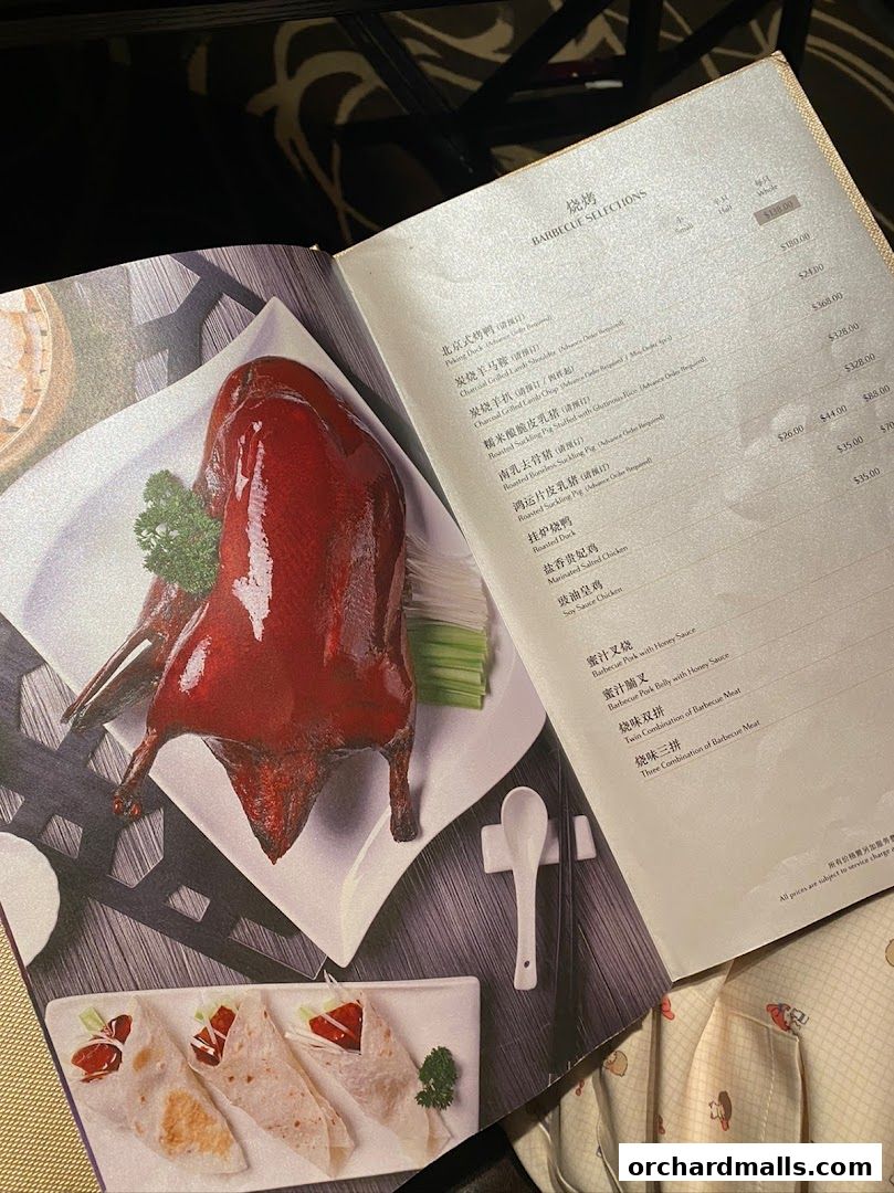 Menu page for Imperial Treasure Super Peking Duck