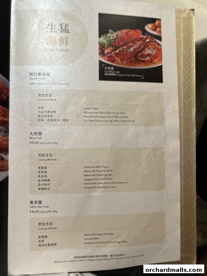 Menu page for Imperial Treasure Super Peking Duck