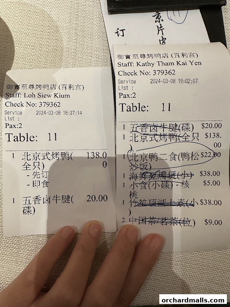 Menu page for Imperial Treasure Super Peking Duck