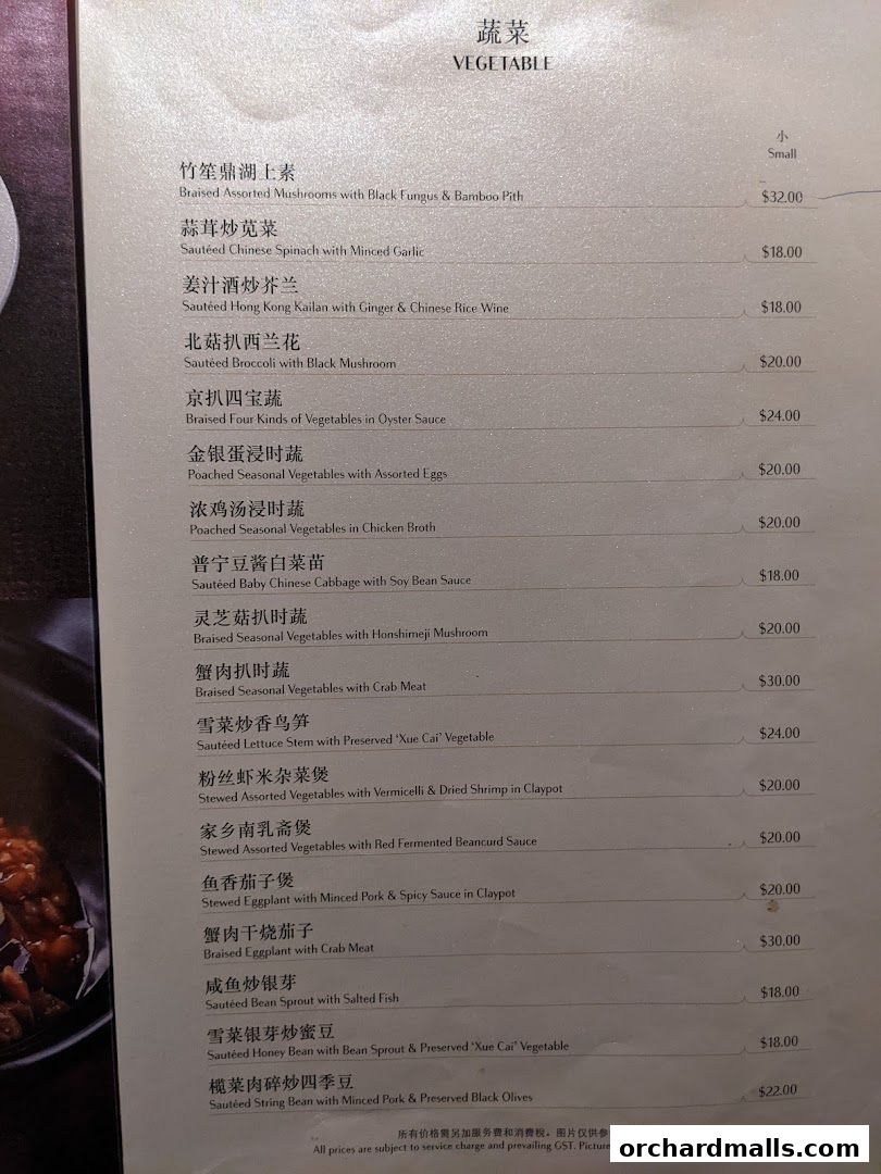 Menu page for Imperial Treasure Super Peking Duck