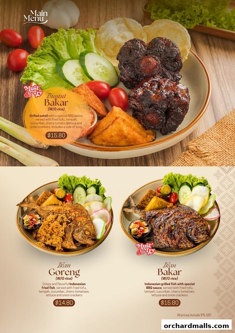 Menu page for Indo Rasa Singapore