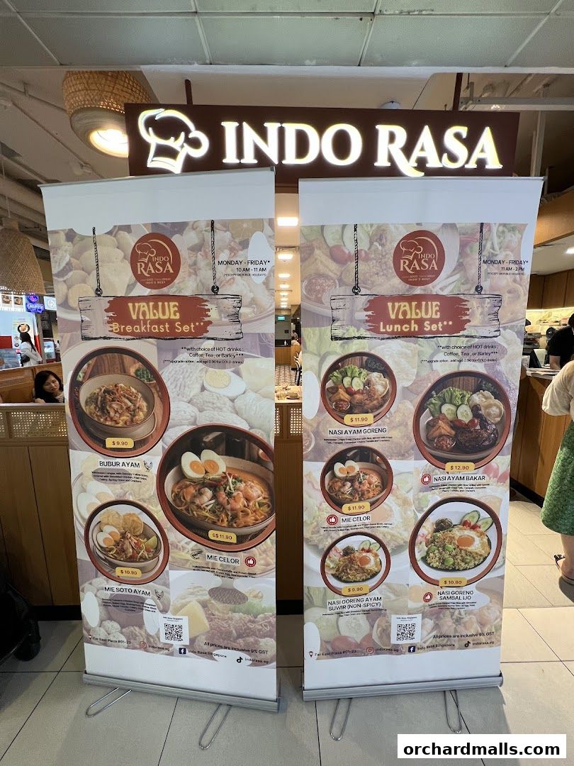 Menu page for Indo Rasa Singapore