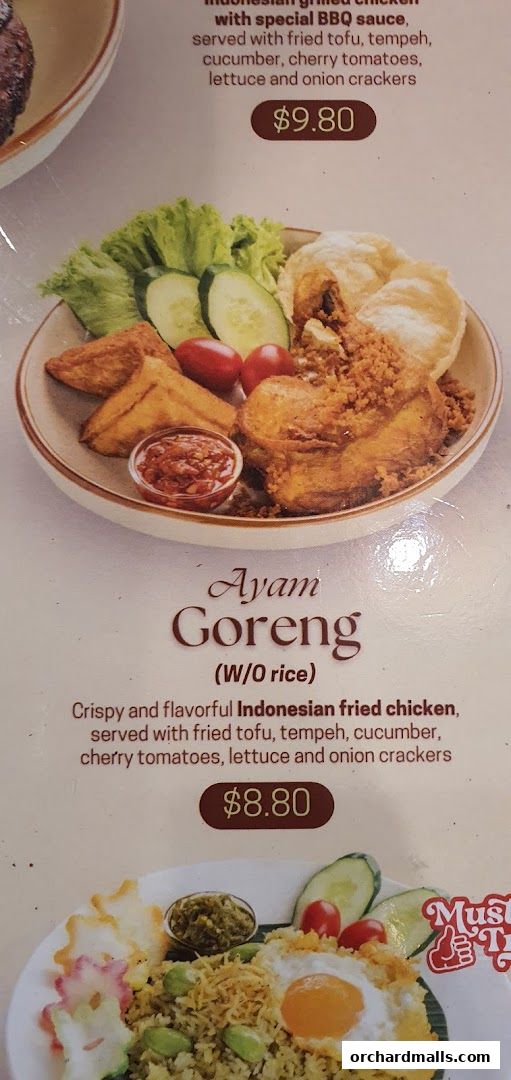 Menu page for Indo Rasa Singapore