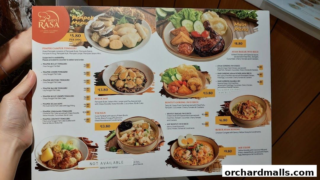 Menu page for Indo Rasa Singapore