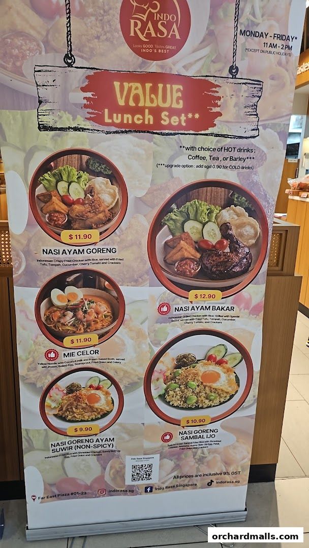 Menu page for Indo Rasa Singapore