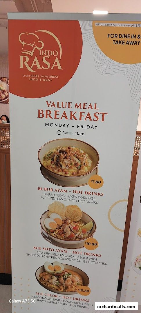 Menu page for Indo Rasa Singapore