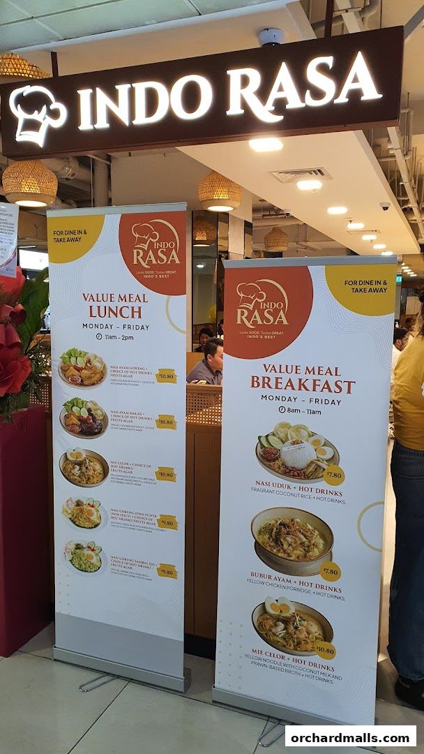 Menu page for Indo Rasa Singapore