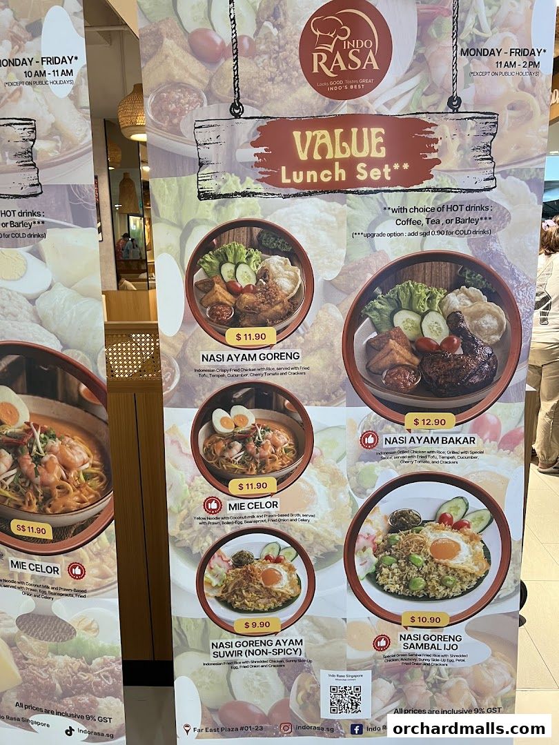 Menu page for Indo Rasa Singapore