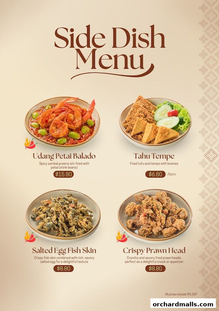 Menu page for Indo Rasa Singapore