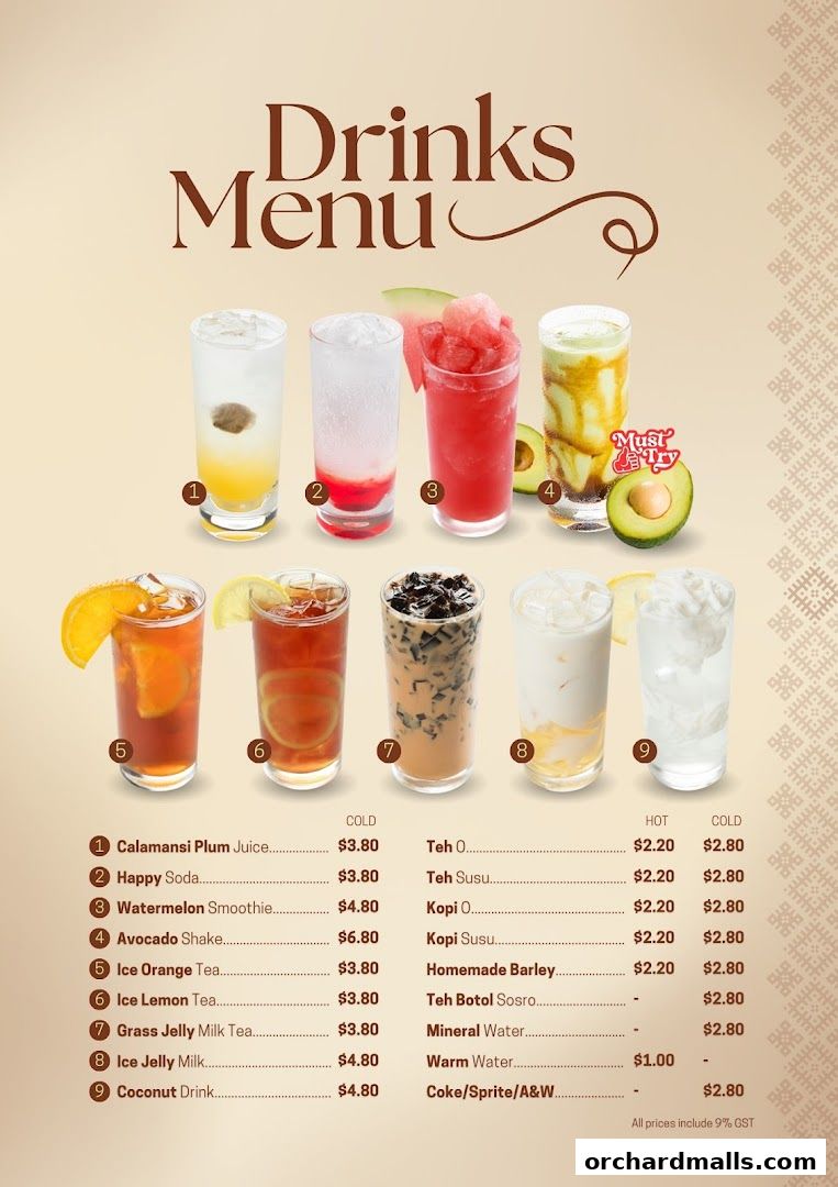 Menu page for Indo Rasa Singapore