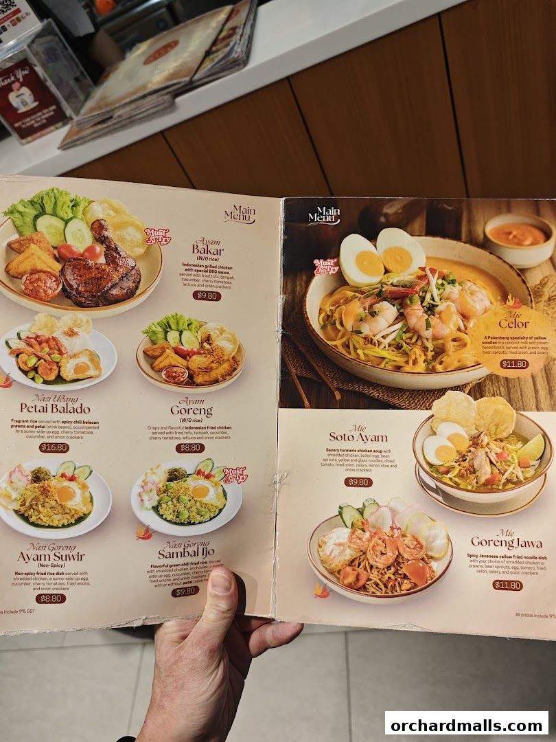 Menu page for Indo Rasa Singapore
