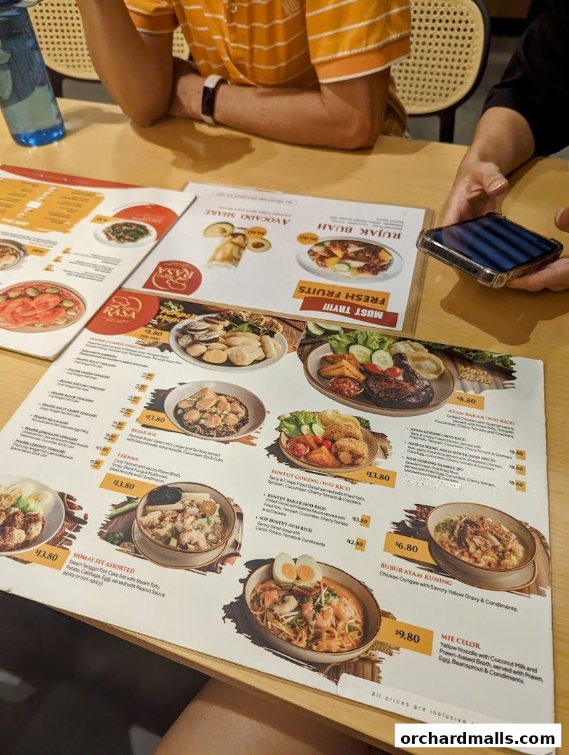 Menu page for Indo Rasa Singapore