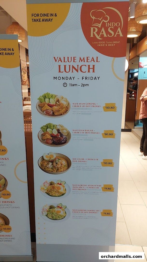 Menu page for Indo Rasa Singapore