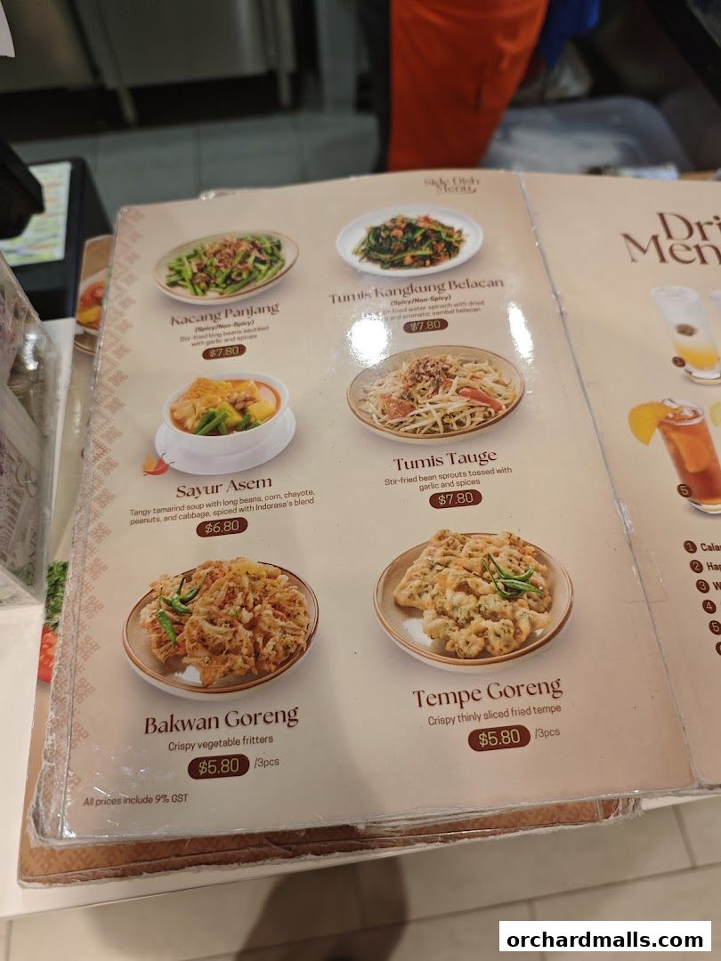 Menu page for Indo Rasa Singapore