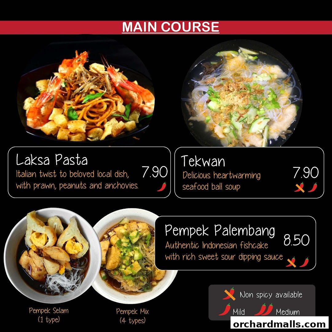 Menu page for indorica, Traditional Indonesian Food 313Somerset