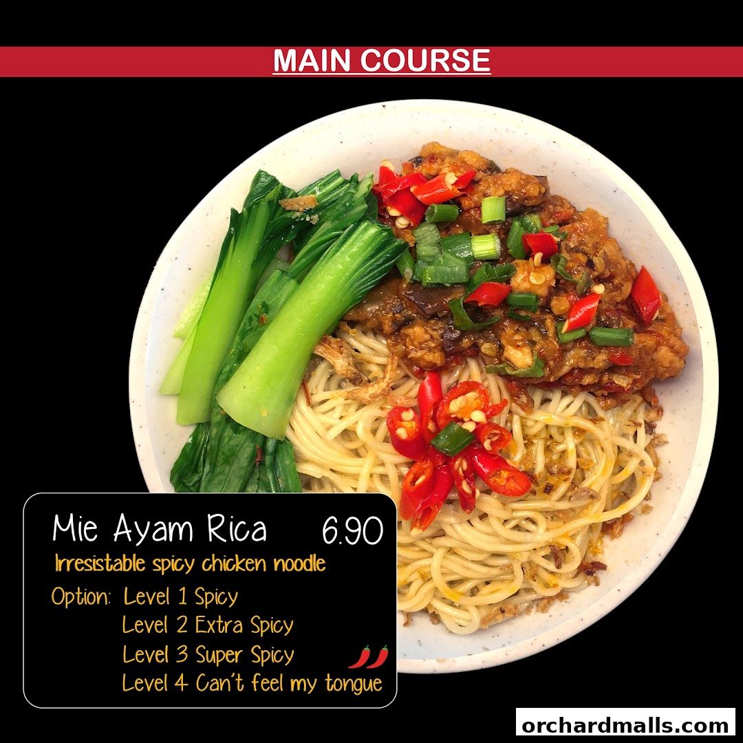 Menu page for indorica, Traditional Indonesian Food 313Somerset