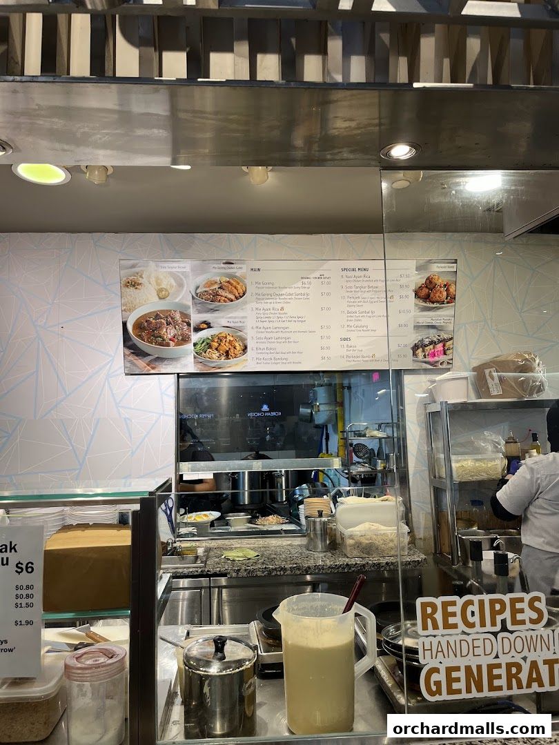 Menu page for indorica, Traditional Indonesian Food 313Somerset