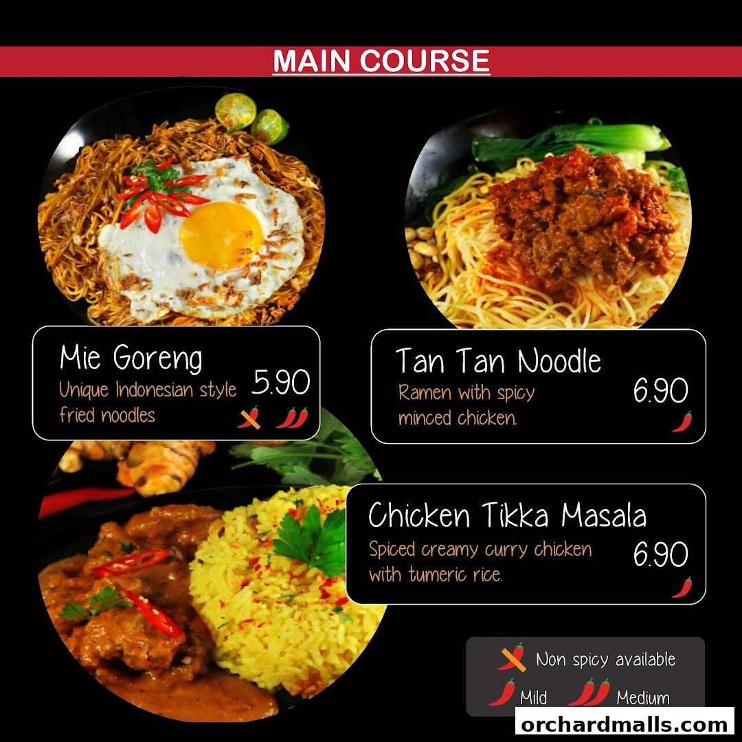 Menu page for indorica, Traditional Indonesian Food 313Somerset