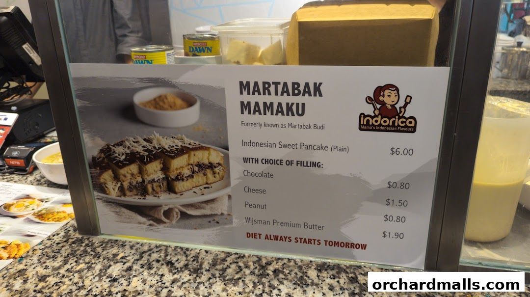 Menu page for indorica, Traditional Indonesian Food 313Somerset