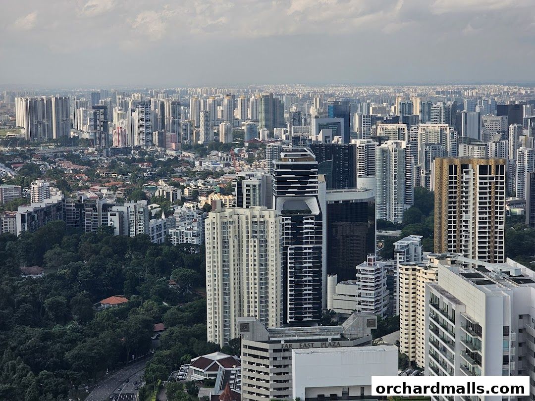 Panoramic view of a dense cityscape with numerous skyscrapers and buildings under a cloudy sky.