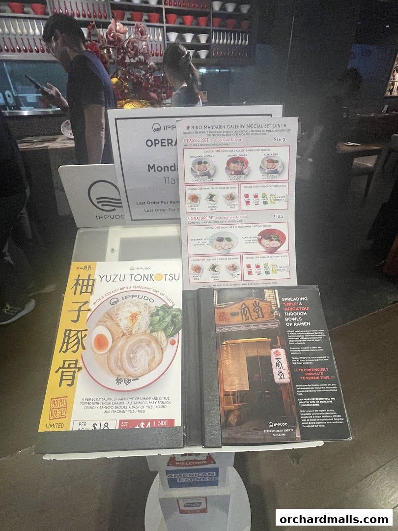 Menu page for IPPUDO MANDARIN GALLERY