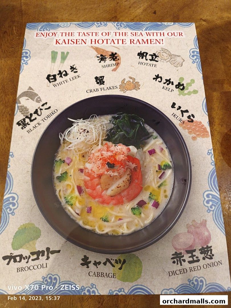 Menu page for IPPUDO MANDARIN GALLERY