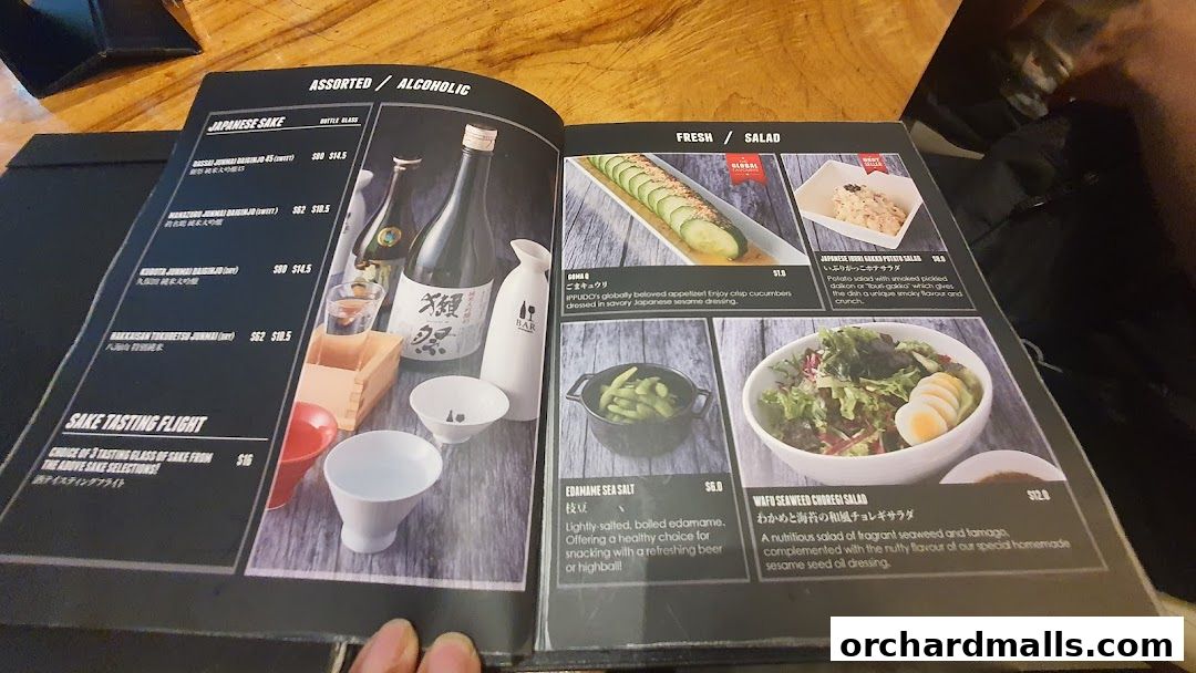 Menu page for IPPUDO MANDARIN GALLERY