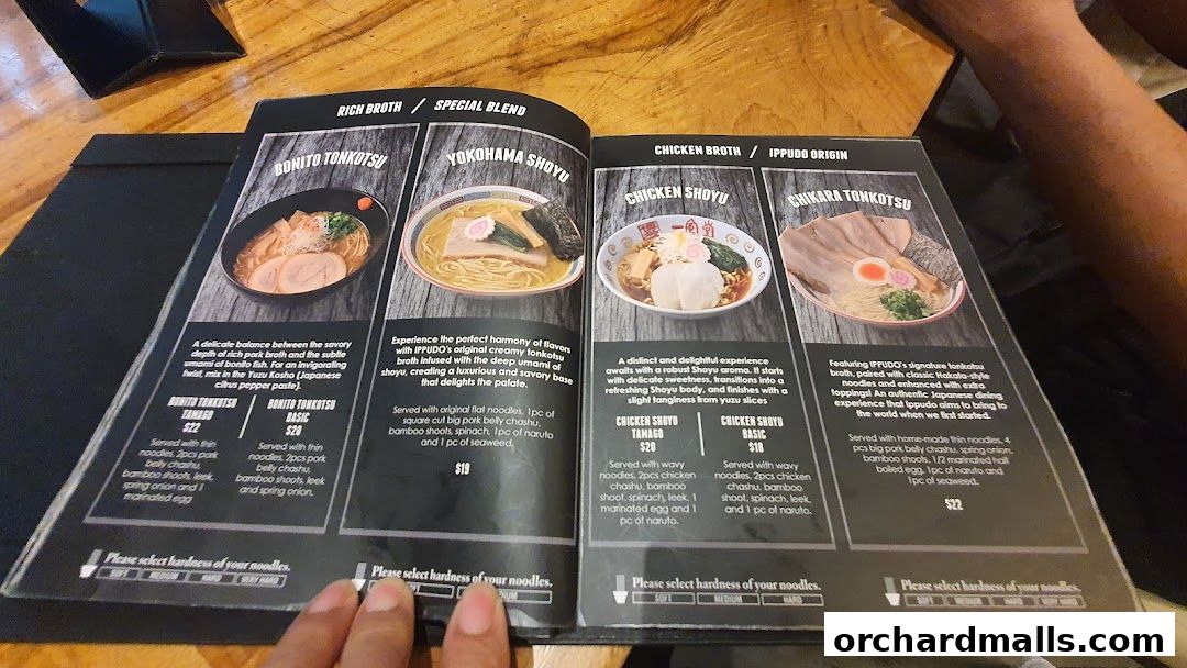 Menu page for IPPUDO MANDARIN GALLERY