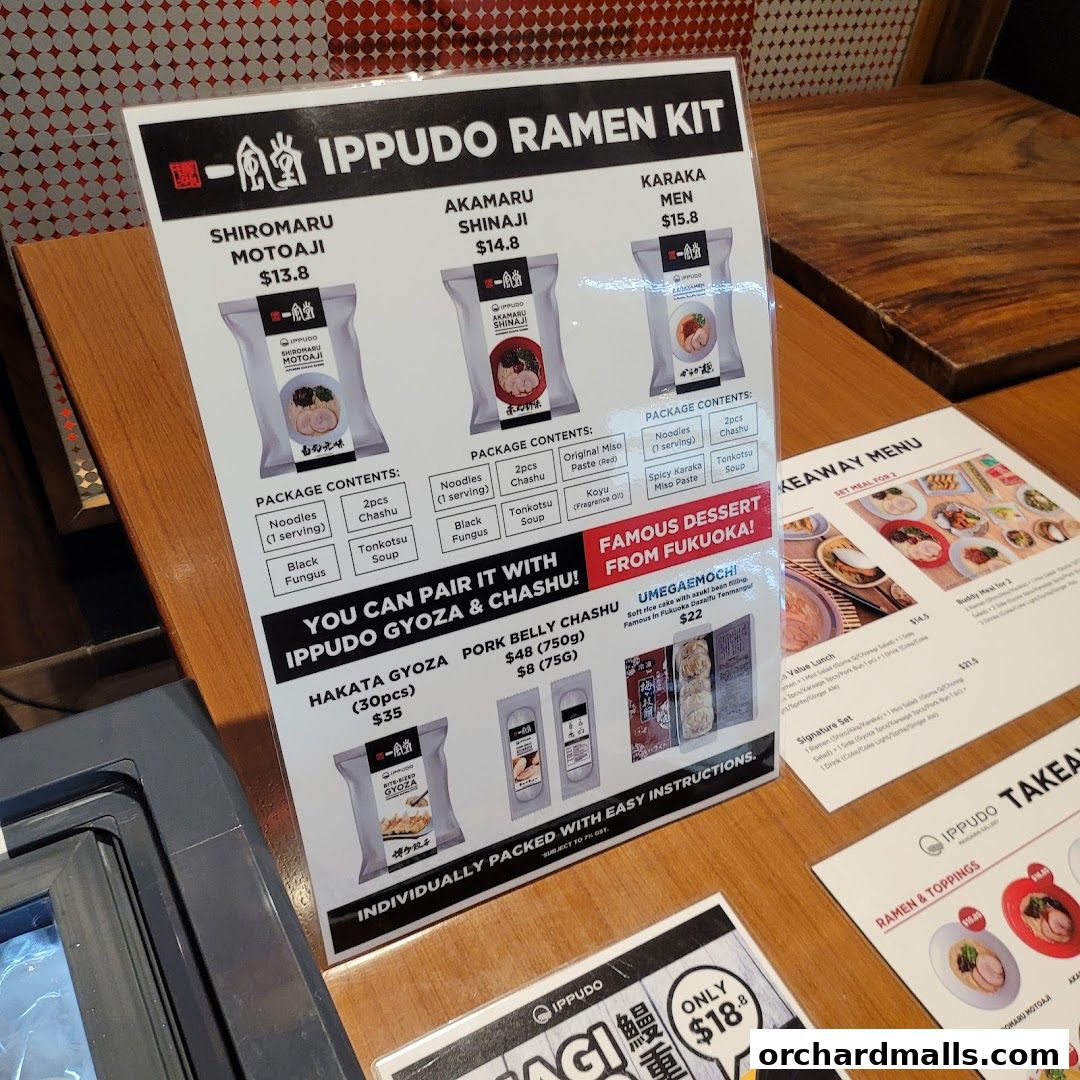 Menu page for IPPUDO MANDARIN GALLERY