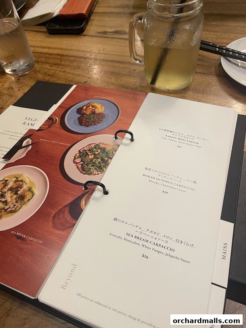 Menu page for IPPUDO MANDARIN GALLERY