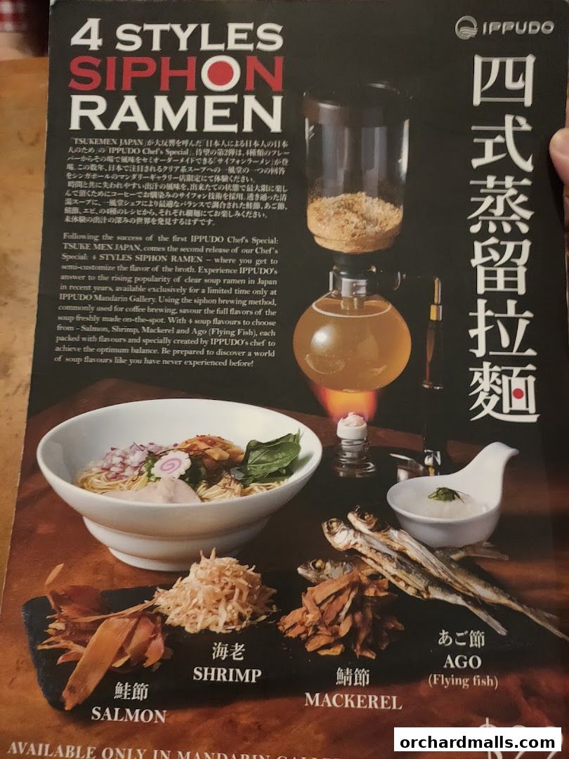 Menu page for IPPUDO MANDARIN GALLERY