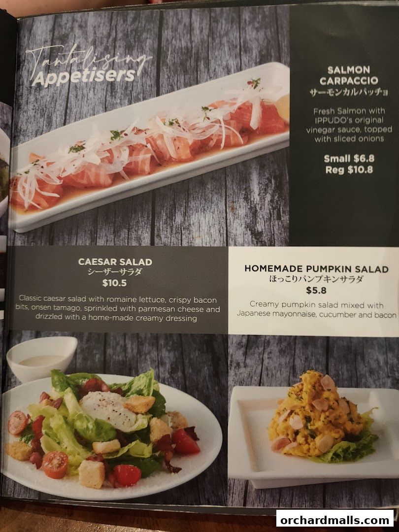 Menu page for IPPUDO MANDARIN GALLERY