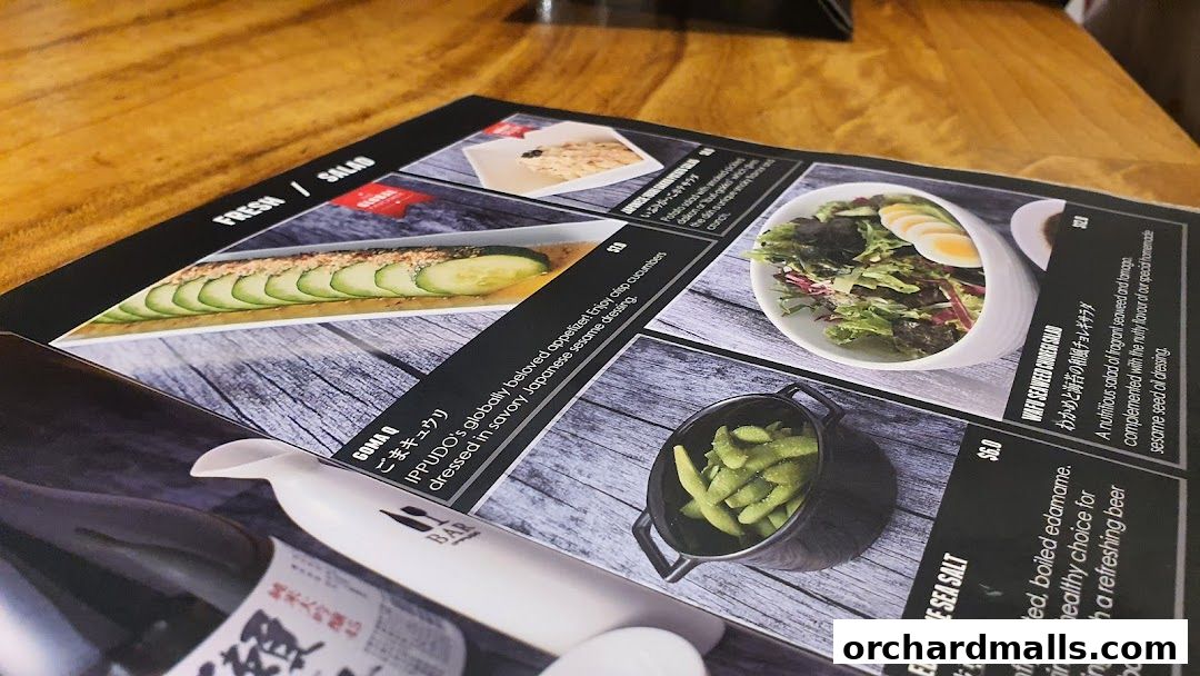 Menu page for IPPUDO MANDARIN GALLERY