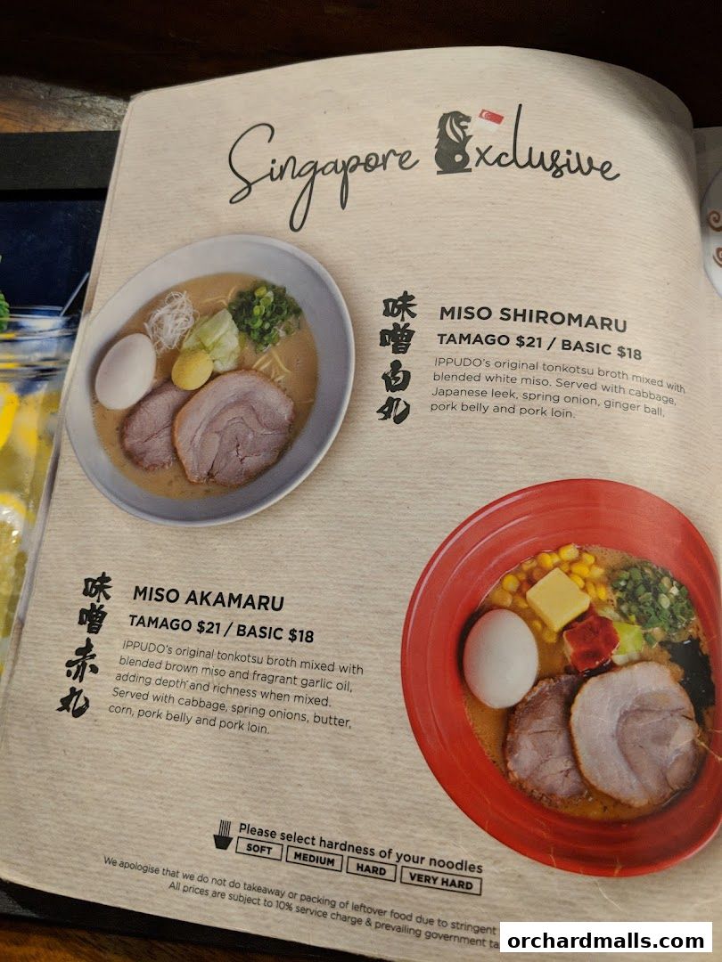 Menu page for IPPUDO MANDARIN GALLERY