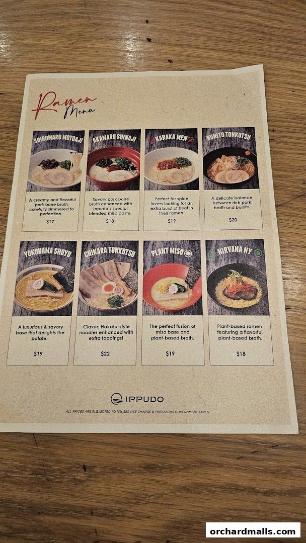 Menu page for IPPUDO SHAW CENTRE with BAR IPPUDO
